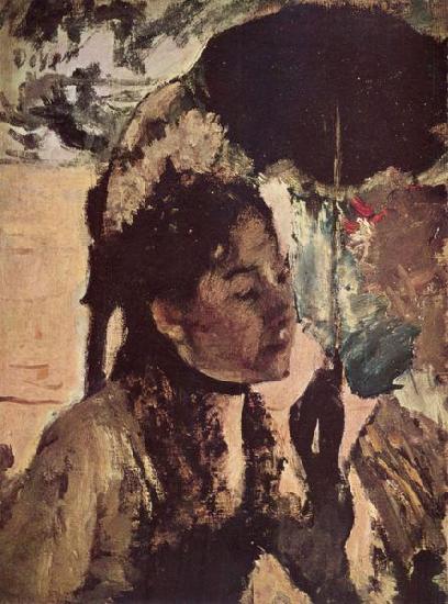Edgar Degas In den Tuilerien: Frau mit Sonnenschirm oil painting image